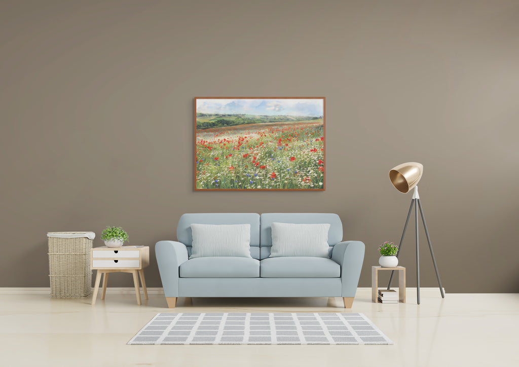 Wildflower Meadow On The Hill - Framed Landscape