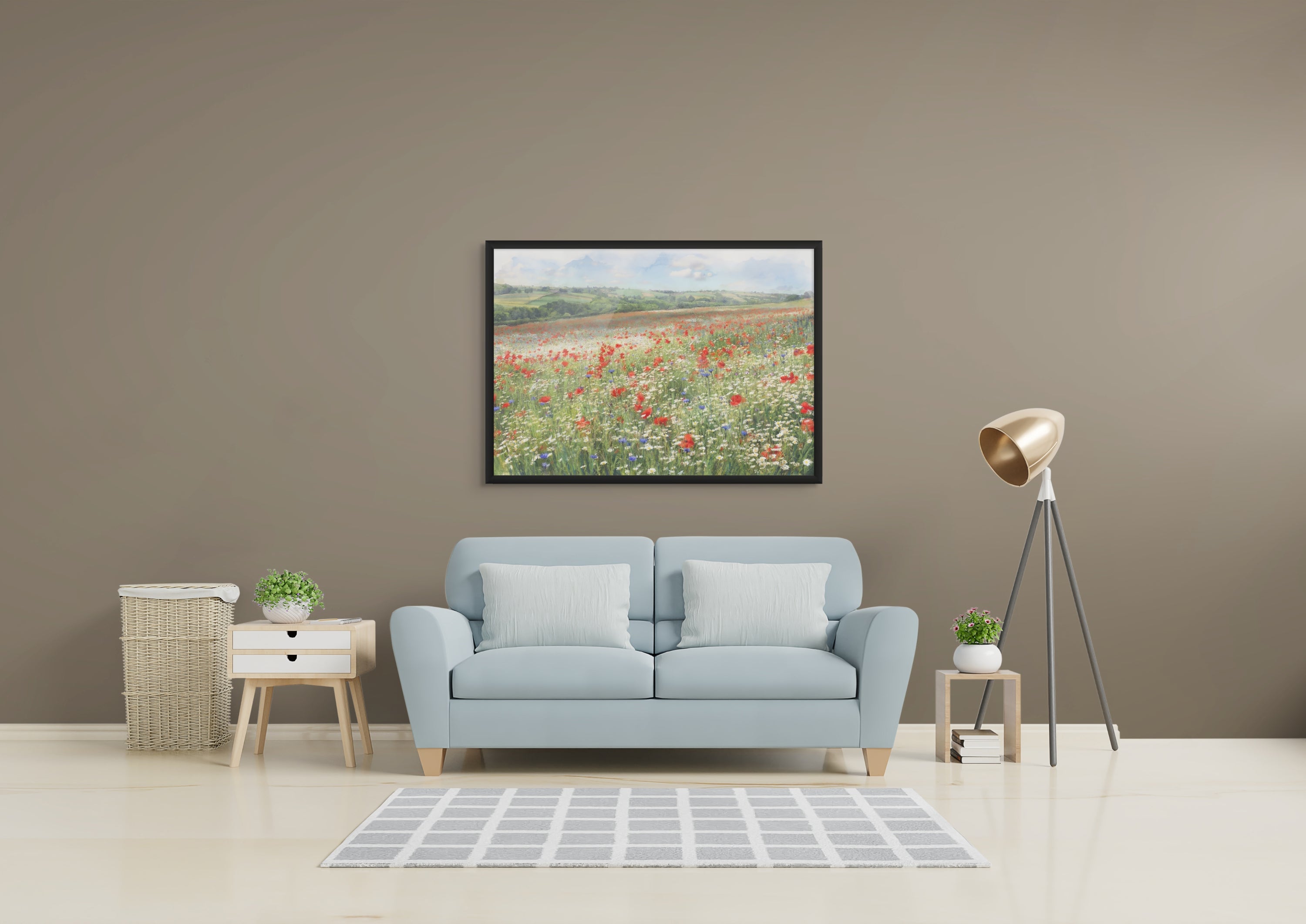 Wildflower Meadow On The Hill - Framed Landscape