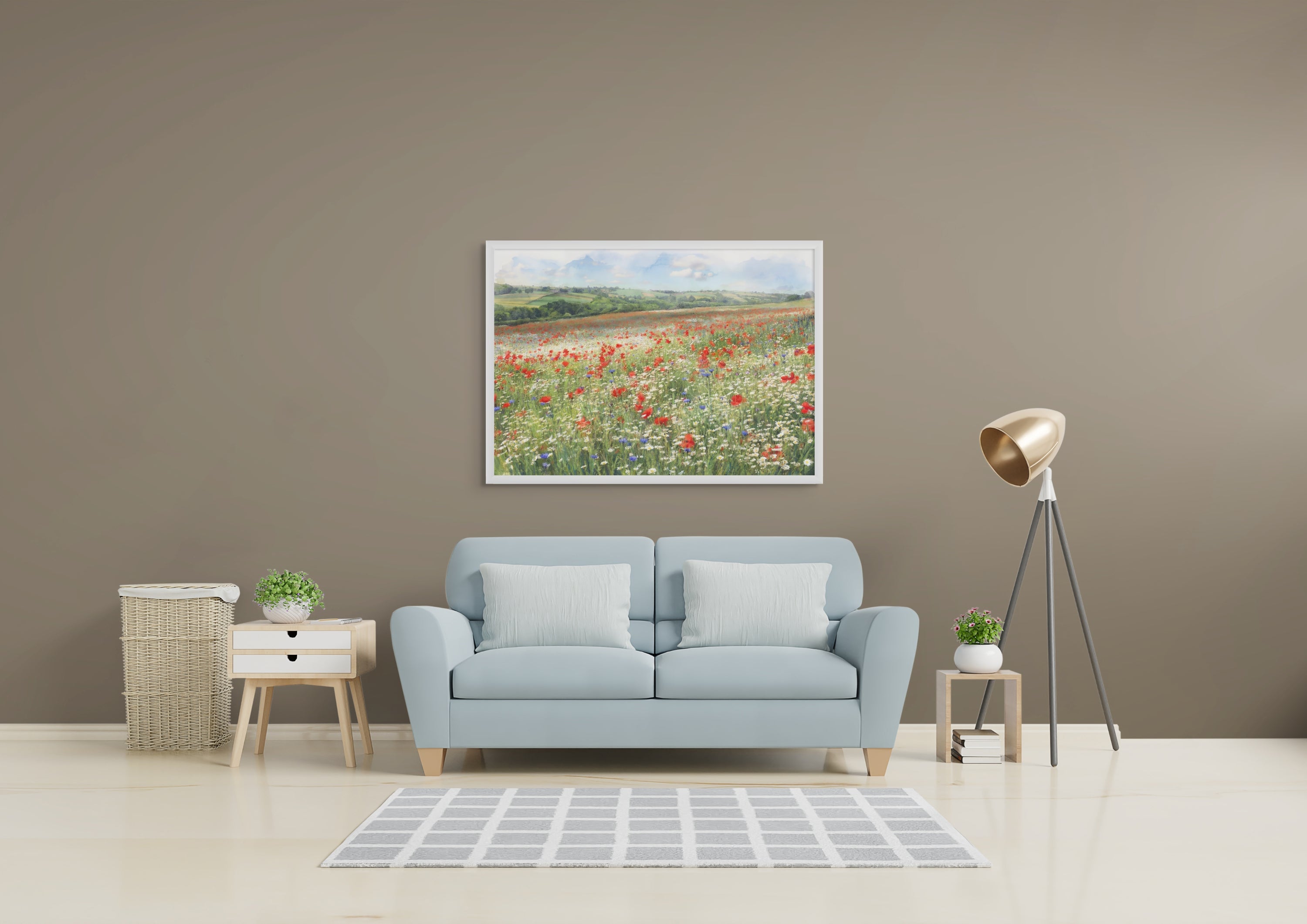 Wildflower Meadow On The Hill - Framed Landscape